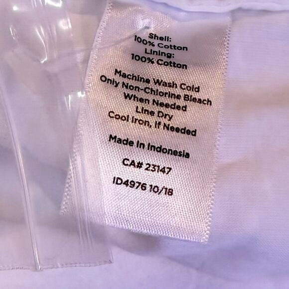 Talbots medium white swiss dot women button up blouse cottage capsule career - Picture 6 of 7